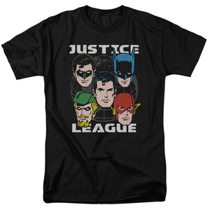 AN OFFCIALLY LICENSED JLA HEAD OF STATES MEN'S REGULAR FIT T-SHIRT BLACK