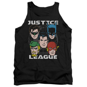 AN OFFCIALLY LICENSED JLA HEAD OF STATES ADULT UNISEX TANK TOP BLACK