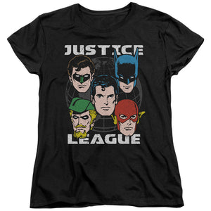 AN OFFCIALLY LICENSED JLA HEAD OF STATES WOMEN'S REGULAR FIT T-SHIRT BLACK