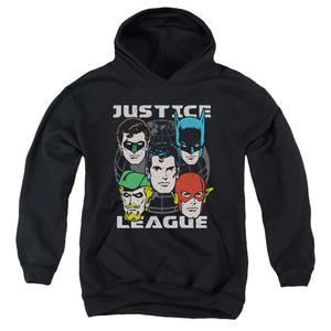 AN OFFCIALLY LICENSED JLA HEAD OF STATES YOUTH HOODIE BLACK