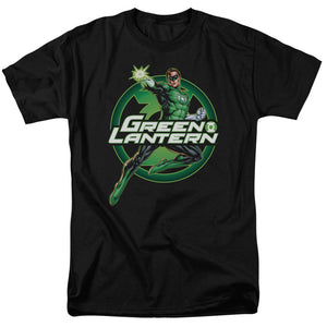 AN OFFCIALLY LICENSED JLA LANTERN GLOW MEN'S REGULAR FIT T-SHIRT BLACK