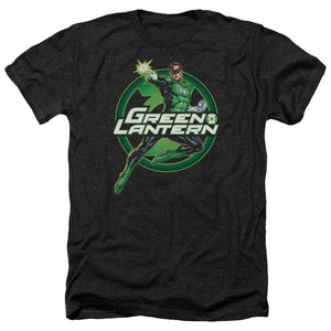 AN OFFCIALLY LICENSED JLA LANTERN GLOW MEN'S HEATHER T-SHIRT CHARCOAL