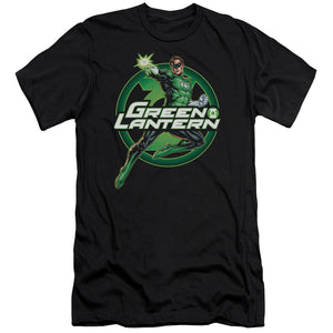 AN OFFCIALLY LICENSED JLA LANTERN GLOW MEN'S PREMIUM SLIM FIT T-SHIRT BLACK