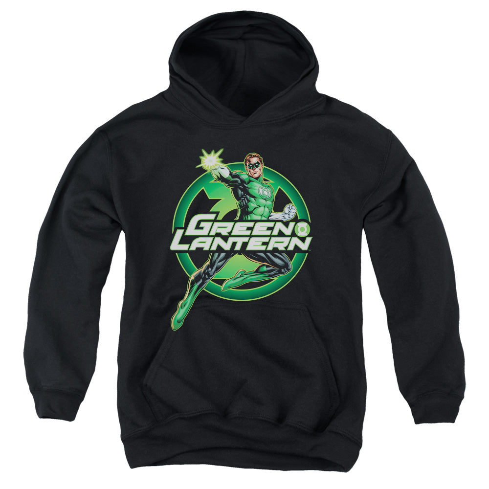 AN OFFCIALLY LICENSED JLA LANTERN GLOW YOUTH HOODIE BLACK