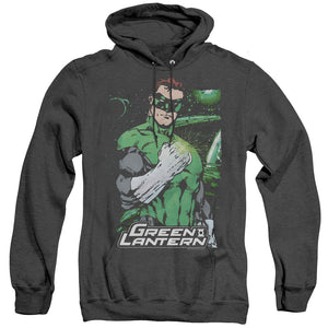 AN OFFCIALLY LICENSED JLA FIST FLARE ADULT UNISEX HEATHER PULLOVER HOODIE BLACK