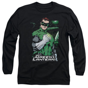 AN OFFCIALLY LICENSED JLA FIST FLARE MEN'S LONG SLEEVE T-SHIRT BLACK