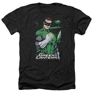 AN OFFCIALLY LICENSED JLA FIST FLARE MEN'S HEATHER T-SHIRT CHARCOAL