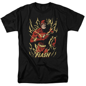 AN OFFCIALLY LICENSED JLA FLASH FLARE MEN'S REGULAR FIT T-SHIRT BLACK