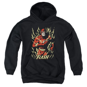 AN OFFCIALLY LICENSED JLA FLASH FLARE YOUTH HOODIE BLACK