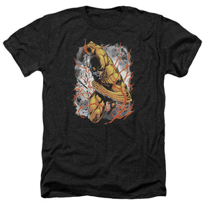 AN OFFCIALLY LICENSED JLA REVERSED MEN'S HEATHER T-SHIRT CHARCOAL