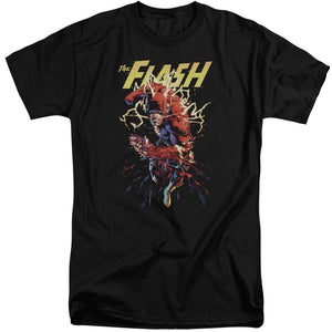 AN OFFCIALLY LICENSED JLA RIPPING APART MEN'S TALL FIT T-SHIRT BLACK
