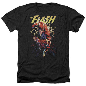 AN OFFCIALLY LICENSED JLA RIPPING APART MEN'S HEATHER T-SHIRT CHARCOAL