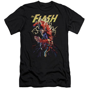 AN OFFCIALLY LICENSED JLA RIPPING APART MEN'S PREMIUM SLIM FIT T-SHIRT BLACK
