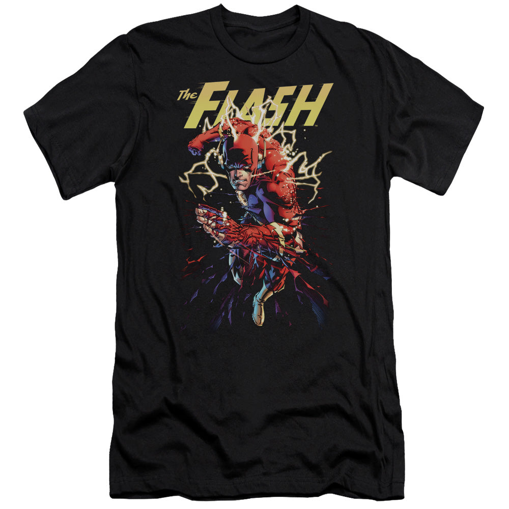 AN OFFCIALLY LICENSED JLA RIPPING APART MEN'S PREMIUM SLIM FIT T-SHIRT BLACK