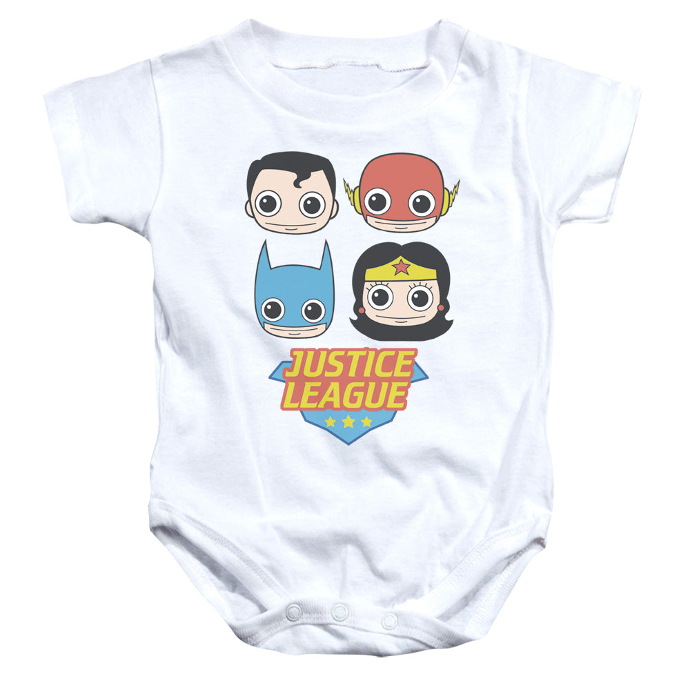 AN OFFCIALLY LICENSED JLA LIL LEAGUE BABY BODYSUIT WHITE
