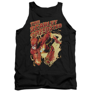 AN OFFCIALLY LICENSED JLA SCARLET SPEEDSTER ADULT UNISEX TANK TOP BLACK