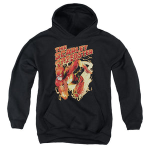 AN OFFCIALLY LICENSED JLA SCARLET SPEEDSTER YOUTH HOODIE BLACK