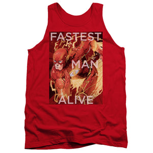 AN OFFCIALLY LICENSED JLA FASTEST MAN ALIVE ADULT UNISEX TANK TOP RED