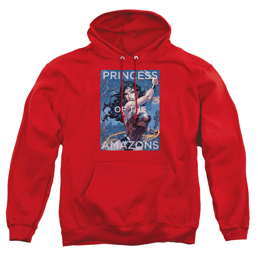 AN OFFCIALLY LICENSED JLA PRINCESS OF THE AMAZONS ADULT UNISEX PULLOVER HOODIE RED