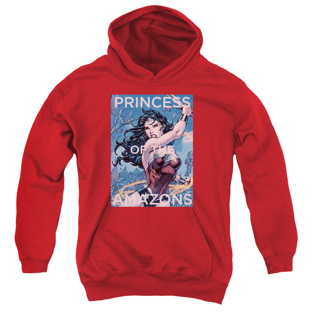 AN OFFCIALLY LICENSED JLA PRINCESS OF THE AMAZONS YOUTH HOODIE RED