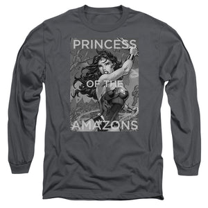 AN OFFCIALLY LICENSED JLA PRINCESS OF THE AMAZONS MEN'S LONG SLEEVE T-SHIRT CHARCOAL