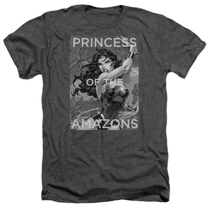 AN OFFCIALLY LICENSED JLA PRINCESS OF THE AMAZONS MEN'S HEATHER T-SHIRT CHARCOAL