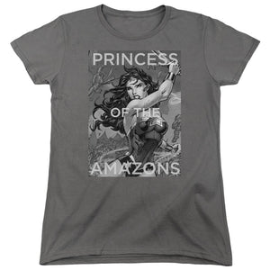 AN OFFCIALLY LICENSED JLA PRINCESS OF THE AMAZONS WOMEN'S REGULAR FIT T-SHIRT CHARCOAL