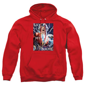 AN OFFCIALLY LICENSED JLA SAY MY NAME ADULT UNISEX PULLOVER HOODIE RED