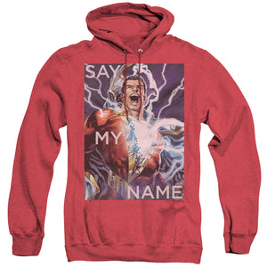 AN OFFCIALLY LICENSED JLA SAY MY NAME ADULT UNISEX HEATHER PULLOVER HOODIE RED