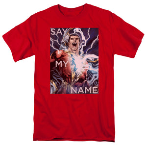 AN OFFCIALLY LICENSED JLA SAY MY NAME MEN'S REGULAR FIT T-SHIRT RED