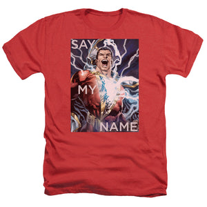 AN OFFCIALLY LICENSED JLA SAY MY NAME MEN'S HEATHER T-SHIRT RED