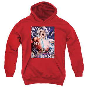 AN OFFCIALLY LICENSED JLA SAY MY NAME YOUTH HOODIE RED