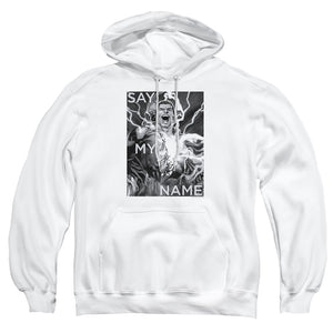 AN OFFCIALLY LICENSED JLA SAY MY NAME ADULT UNISEX PULLOVER HOODIE WHITE