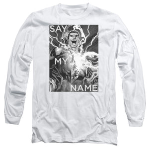 AN OFFCIALLY LICENSED JLA SAY MY NAME MEN'S LONG SLEEVE T-SHIRT WHITE