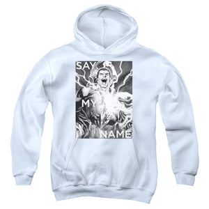 AN OFFCIALLY LICENSED JLA SAY MY NAME YOUTH HOODIE WHITE