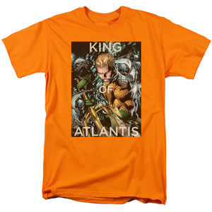 AN OFFCIALLY LICENSED JLA KING OF ATLANTIS MEN'S REGULAR FIT T-SHIRT ORANGE