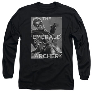 AN OFFCIALLY LICENSED JLA TRIGGER MEN'S LONG SLEEVE T-SHIRT BLACK