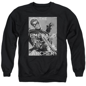 AN OFFCIALLY LICENSED JLA TRIGGER ADULT UNISEX CREWNECK SWEATSHIRT BLACK