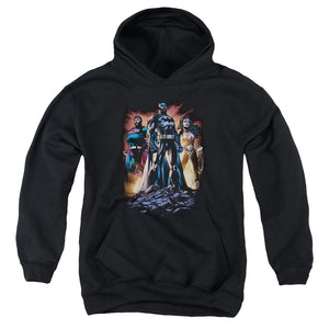 AN OFFCIALLY LICENSED JLA TAKE A STAND YOUTH HOODIE BLACK