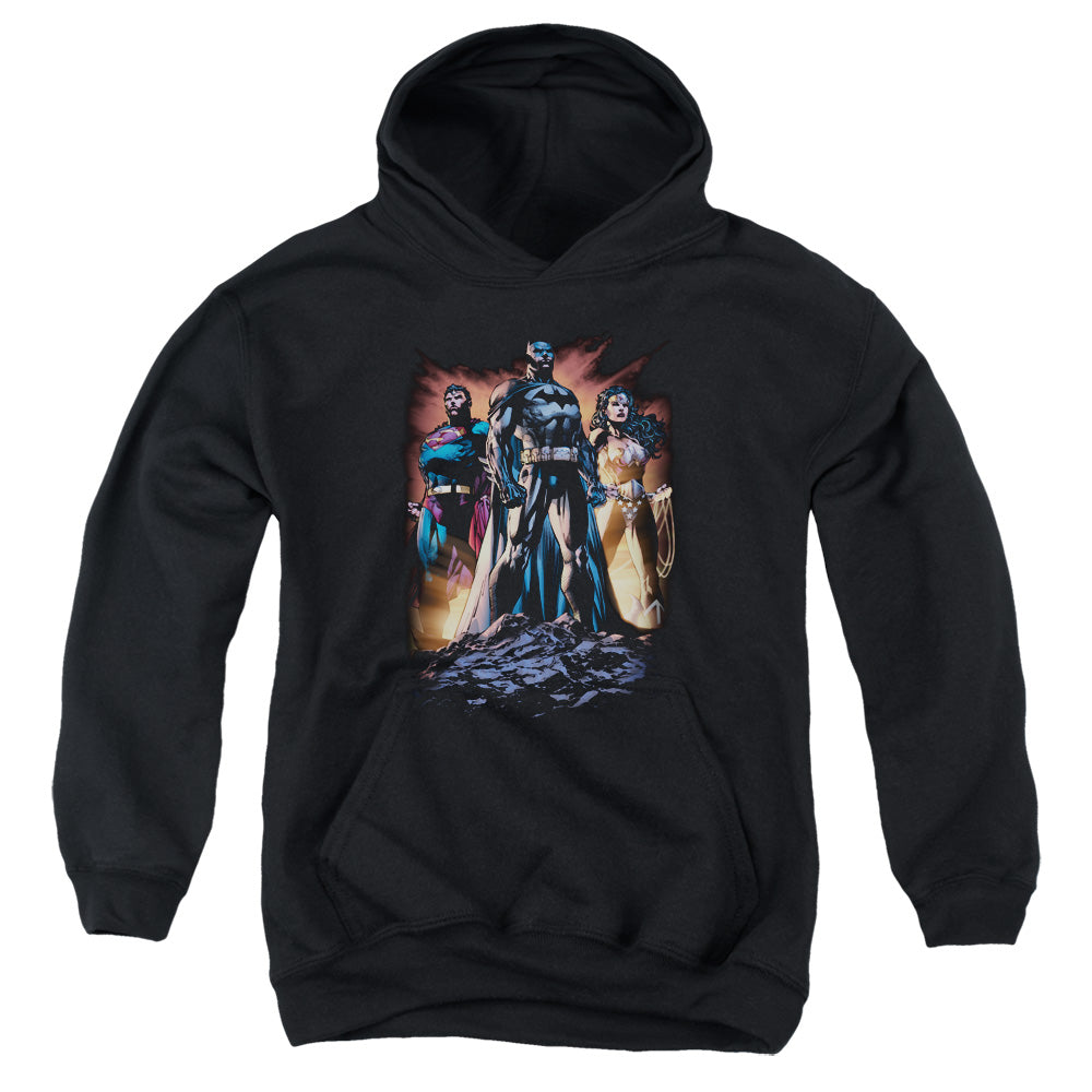 AN OFFCIALLY LICENSED JLA TAKE A STAND YOUTH HOODIE BLACK