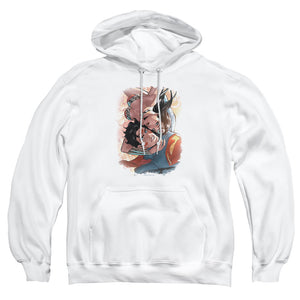 AN OFFCIALLY LICENSED JLA LOVE BIRDS ADULT UNISEX PULLOVER HOODIE WHITE