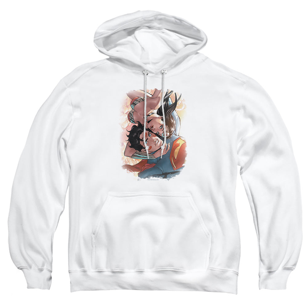 AN OFFCIALLY LICENSED JLA LOVE BIRDS ADULT UNISEX PULLOVER HOODIE WHITE