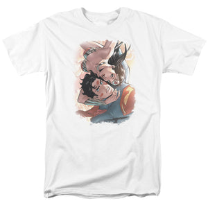 AN OFFCIALLY LICENSED JLA LOVE BIRDS MEN'S REGULAR FIT T-SHIRT WHITE
