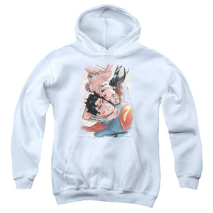 AN OFFCIALLY LICENSED JLA LOVE BIRDS YOUTH HOODIE WHITE