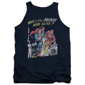 AN OFFCIALLY LICENSED JLA FASTEST MAN ADULT UNISEX TANK TOP NAVY