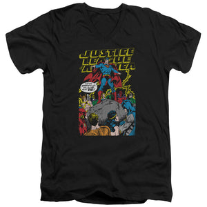 AN OFFCIALLY LICENSED JLA ULTIMATE SCARIFICE MEN'S V-NECK T-SHIRT BLACK