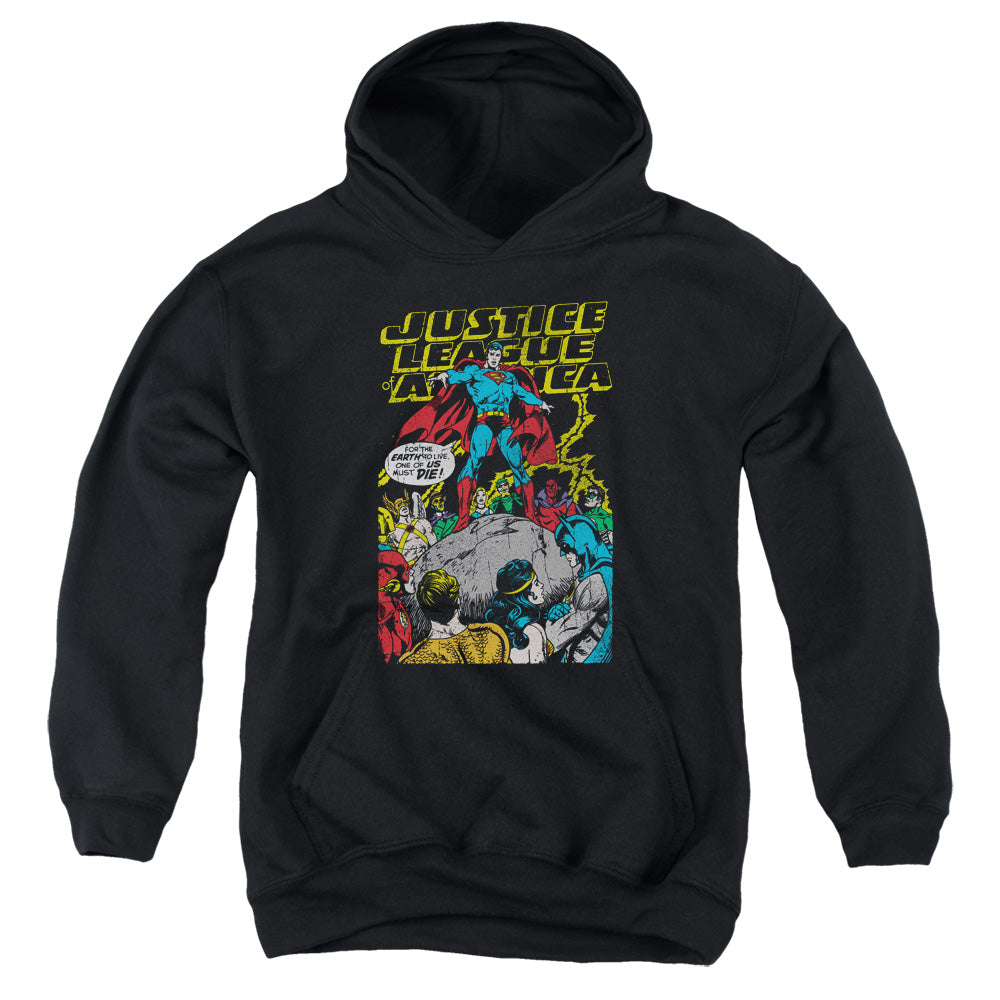 AN OFFCIALLY LICENSED JLA ULTIMATE SCARIFICE YOUTH HOODIE BLACK