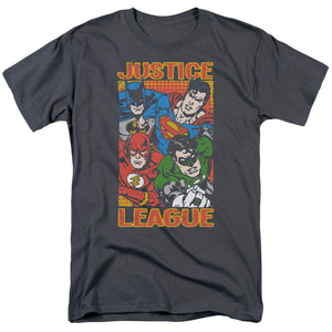 AN OFFCIALLY LICENSED JLA HERO MASHUP MEN'S REGULAR FIT T-SHIRT CHARCOAL