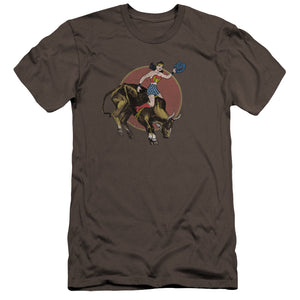 AN OFFCIALLY LICENSED JLA BULL RIDER MEN'S PREMIUM SLIM FIT T-SHIRT CHARCOAL