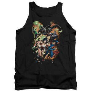 AN OFFCIALLY LICENSED JLA BATTLE READY ADULT UNISEX TANK TOP BLACK